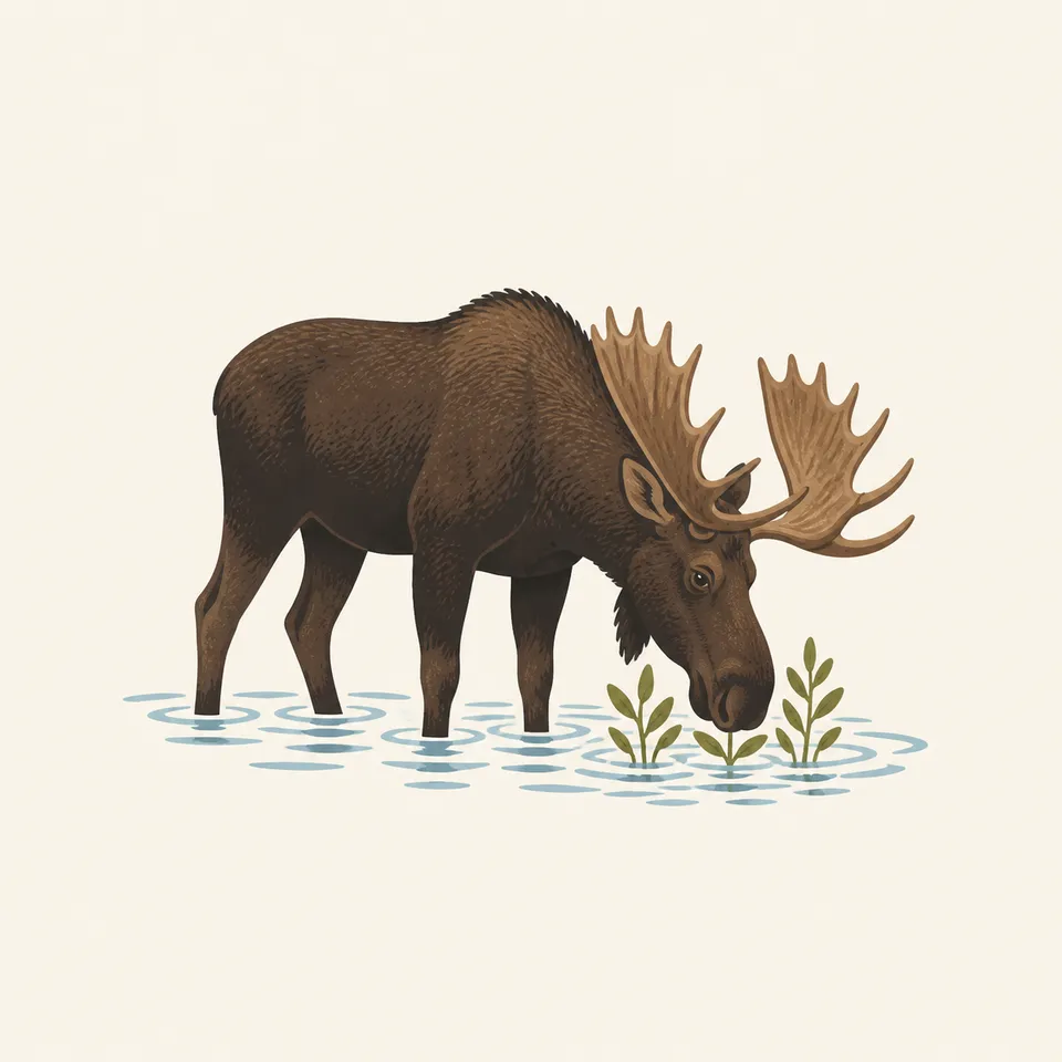 A moose standing in shallow water, the extra drawing for the park.