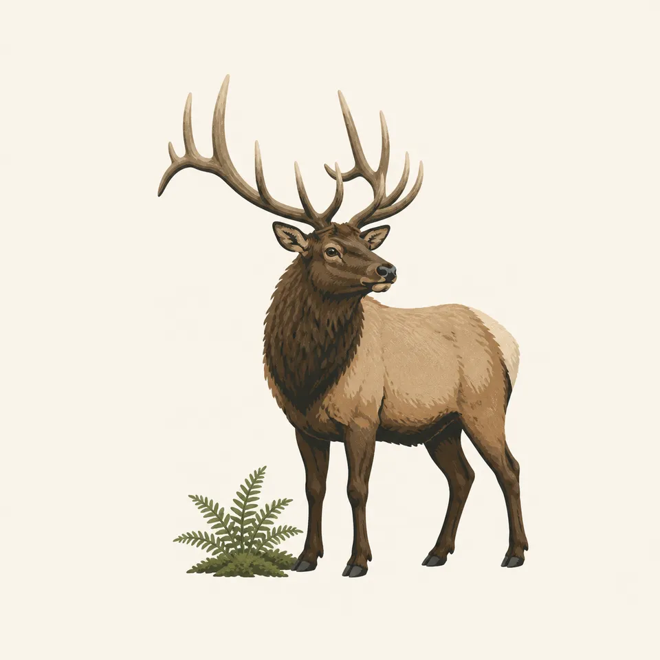 Roosevelt elk in Olympic forest, the extra mark for the park.