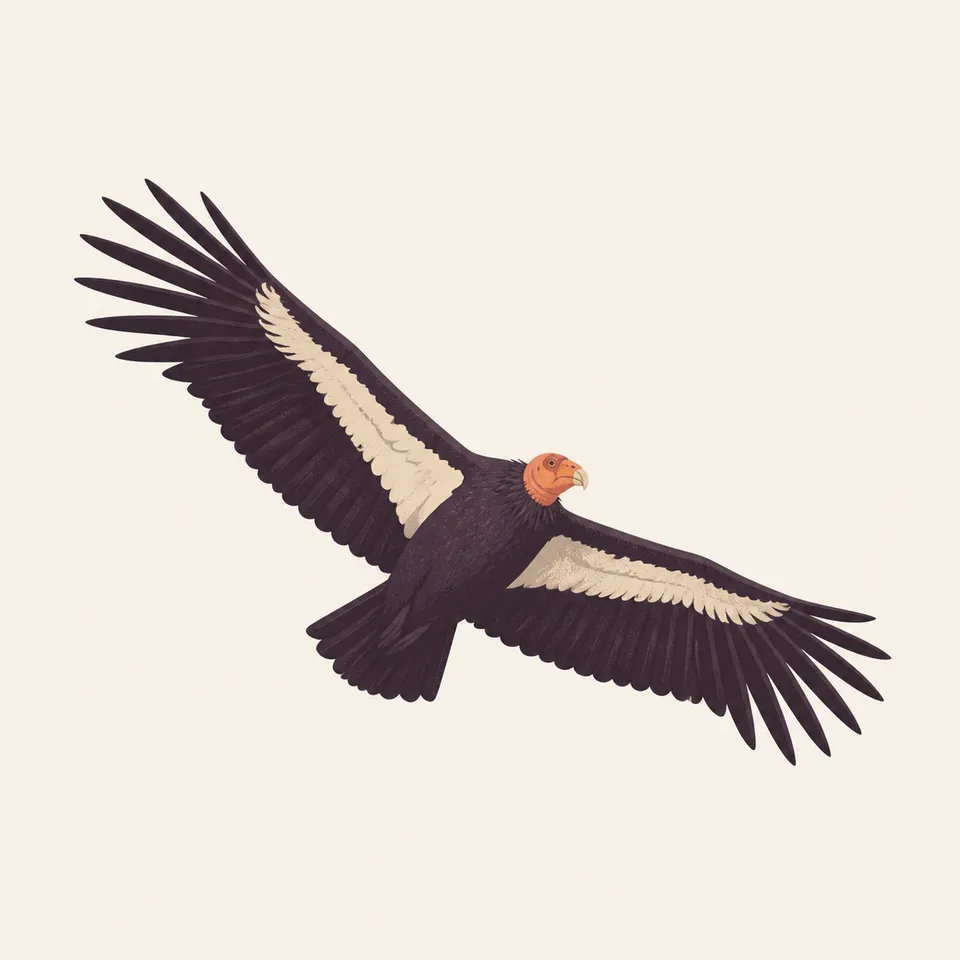 A California condor soaring with wings fully spread, the extra drawing for the park.