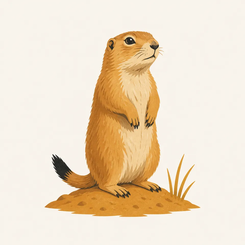 A black-tailed prairie dog standing on its mound, the extra drawing for the park.