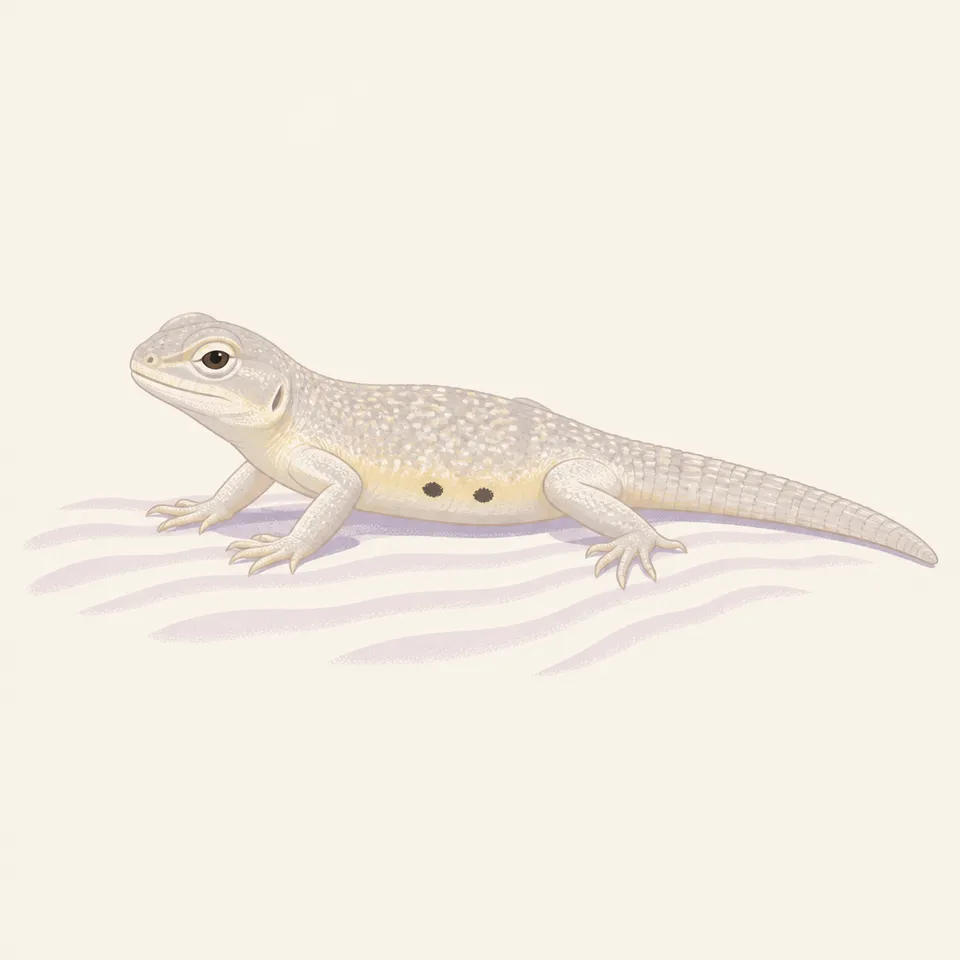 A pale lizard on white sand, the extra drawing for the park.
